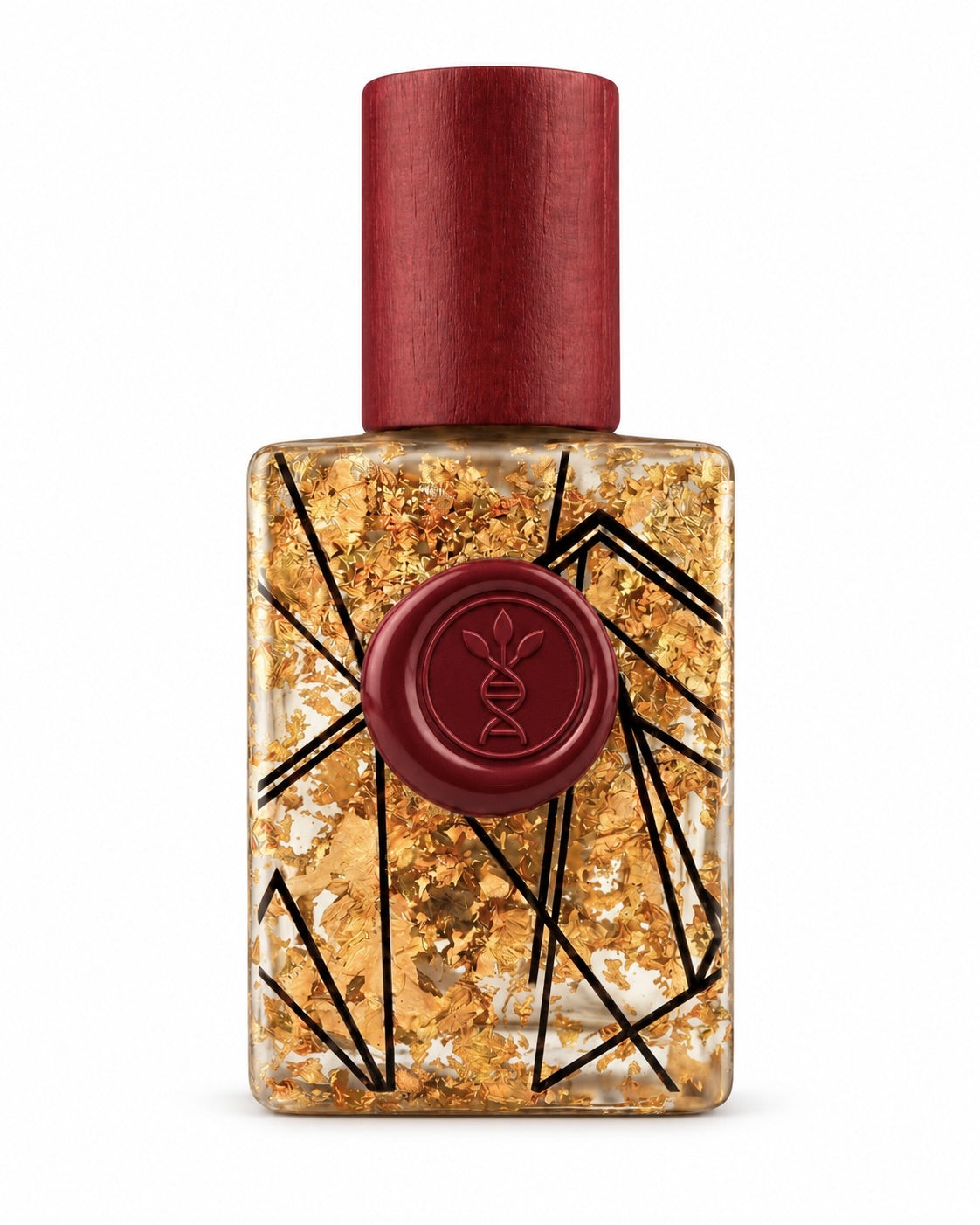 Chocolate Glazed eau de parfum by AromaMeta — 30 ml gold-leaf bottle with red cap, front view