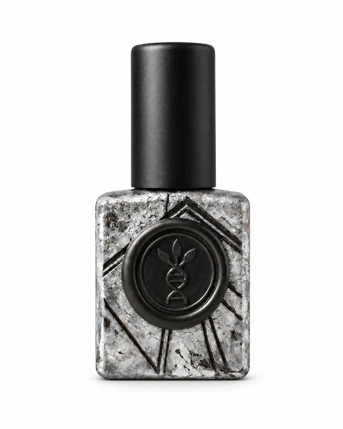 Pristine Glow eau de parfum by AromaMeta — 10 ml silver-leaf bottle with black cap